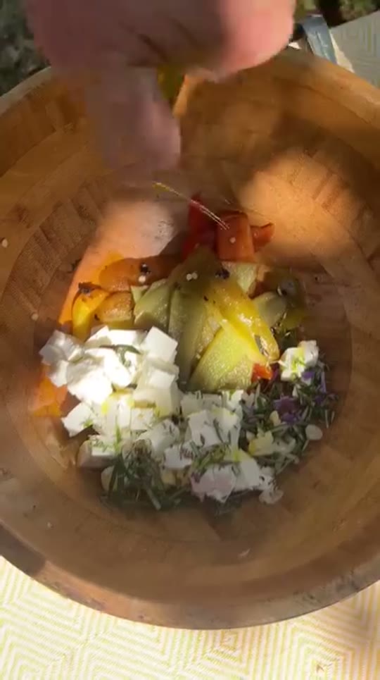 Charred Bell Pepper Salad with Feta and Herbs