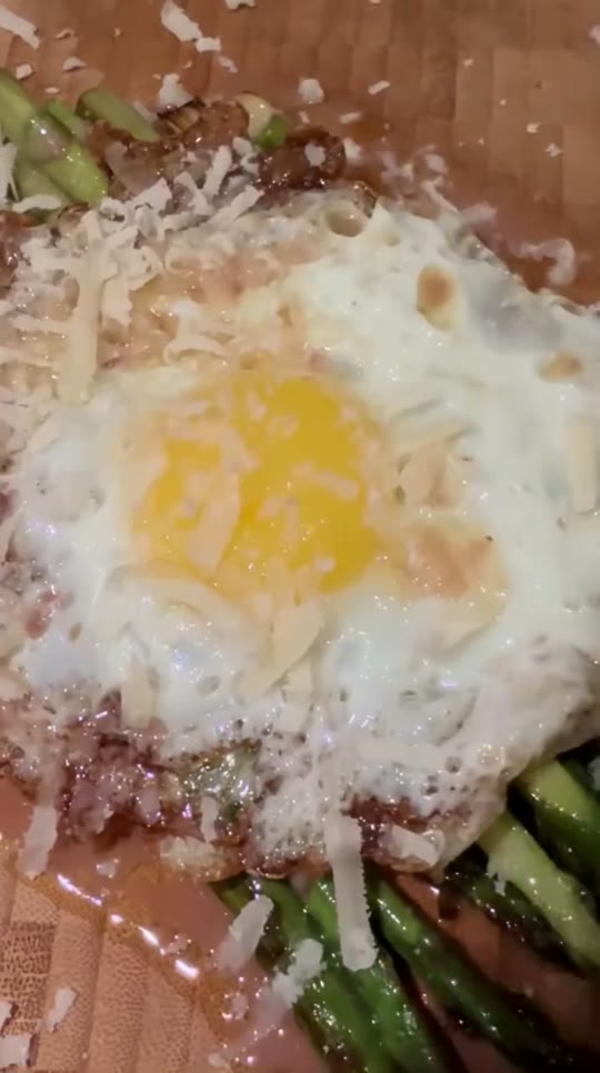 Grilled Green Asparagus with Organic Fried Egg & Parmesan