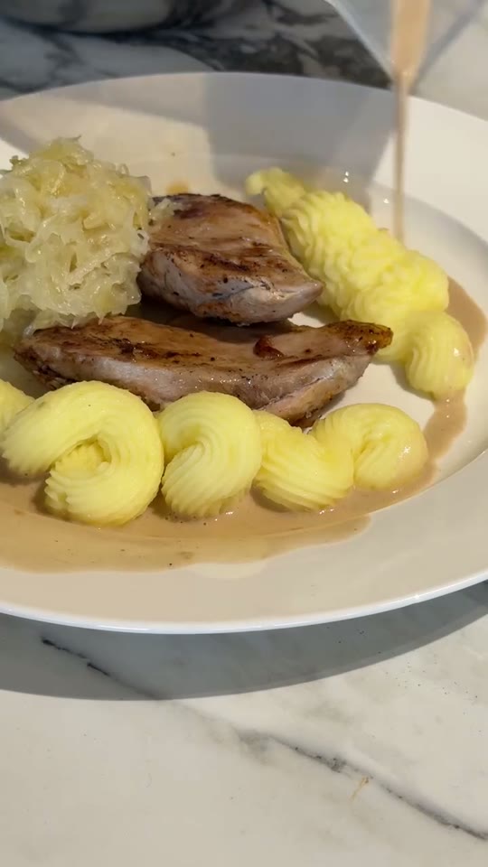 Pheasant with Sauerkraut, Mashed Potatoes and Killer Sauce