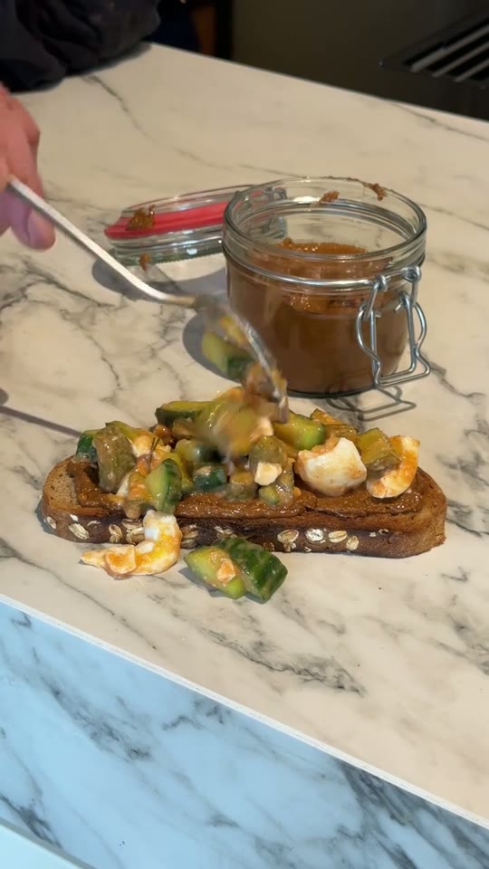 Peanut Butter Pickle Cucumber Sandwich