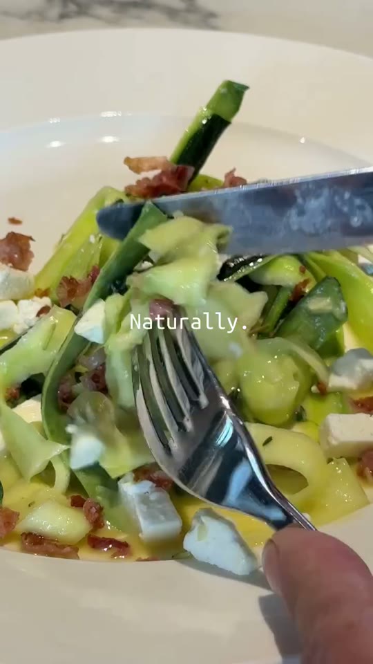Raw Zucchini Salad with Feta and Bacon
