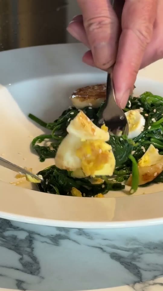 Easter Brunch Spinach with Fried Eggs