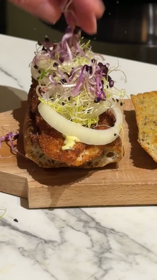 Crispy Chicken Schnitzel Sandwich with Spicy Cress