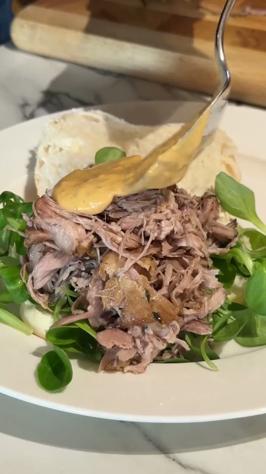 Pulled Pork Collar Sandwich with Beer Sauce