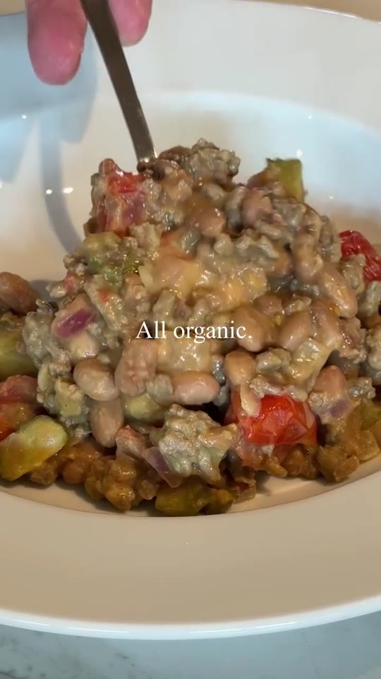 Brown Beans with Ground Beef and Potato Puree