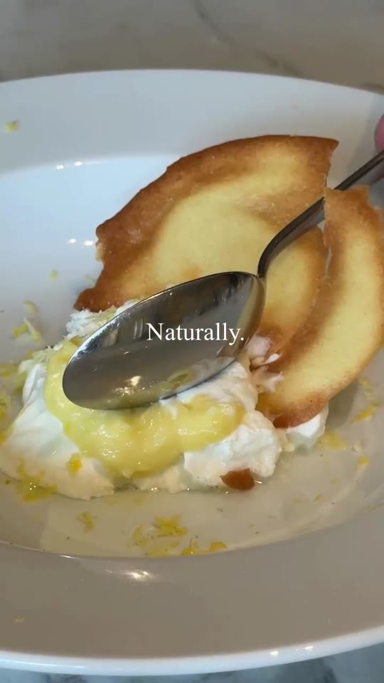 Lemon Curd & Greek Yogurt Dessert with Thin Butter Cookie
